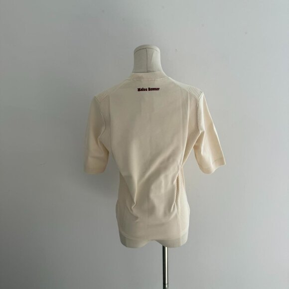 Adidas X Wales Bonner Knit  Short Sleeve Tee | Cream/Maroon | Women’s Size M - Picture 3 of 4